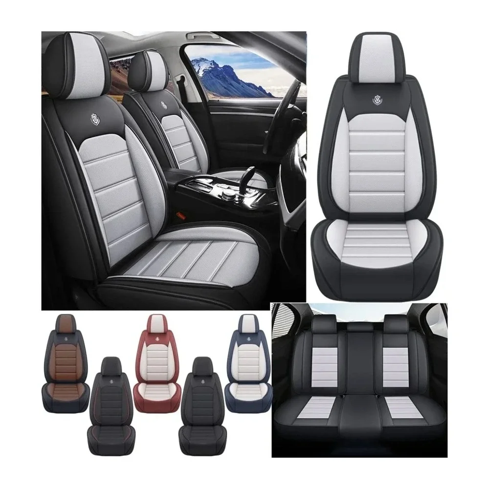 Leather Car Seat Covers‎ for Chevy Malibu Full Set Black & Gray
